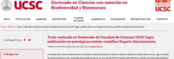 Tesis realizada en Doctorado de Facultad de Ciencias UCSC logra publicación en prestigiosa revista científica Organic Geochemistry